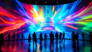 A photograph of the capitol visitors center's striking led display