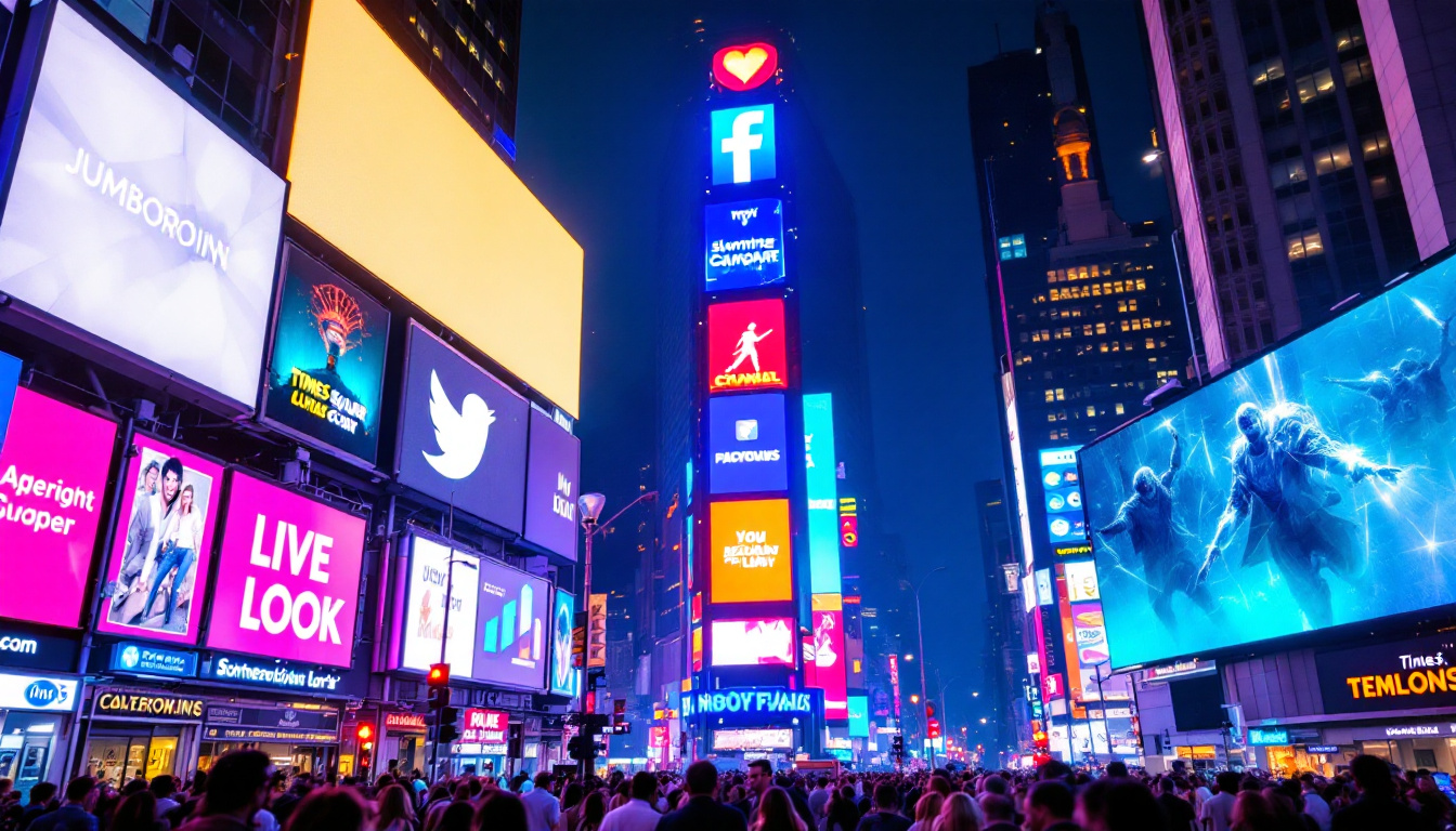 A photograph of capture a photograph of the vibrant times square jumbotron at night