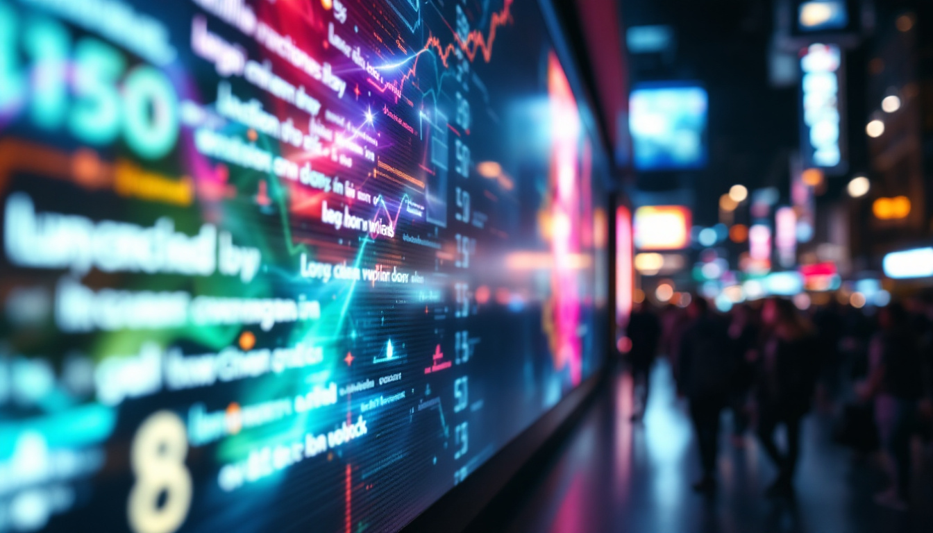 A photograph of a vibrant led display showcasing dynamic visuals