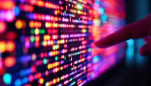 A photograph of a close-up view of a micro led display showcasing vibrant colors and intricate details