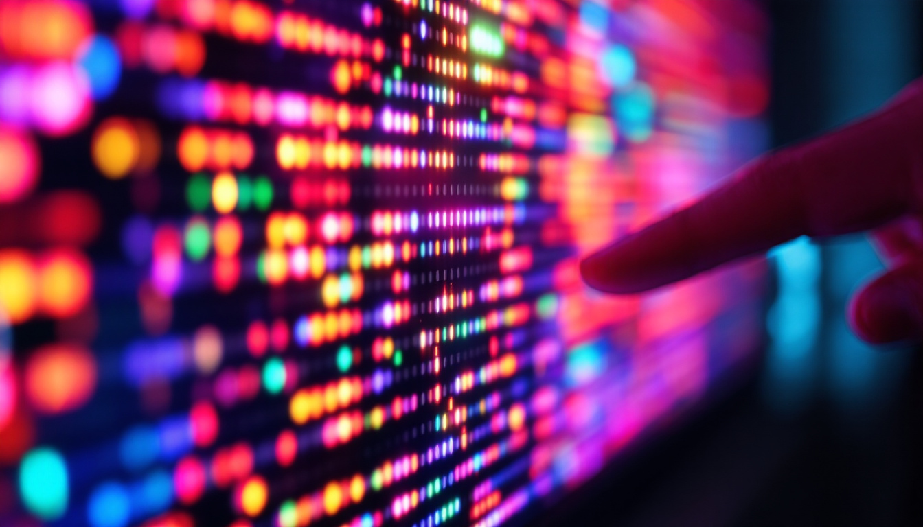 A photograph of a close-up view of a micro led display showcasing vibrant colors and intricate details