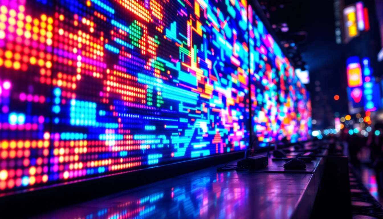 A photograph of a vibrant led display in action