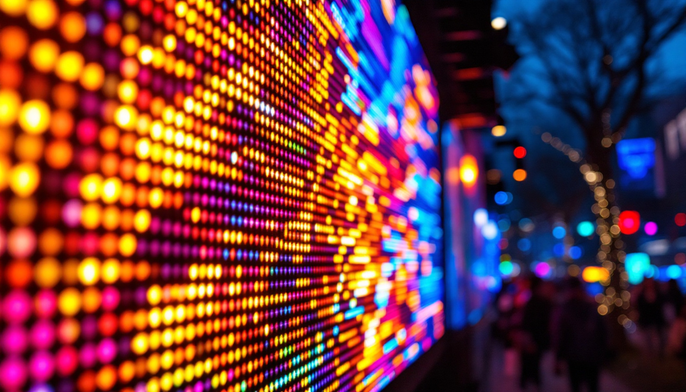 A photograph of a vibrant led display in action