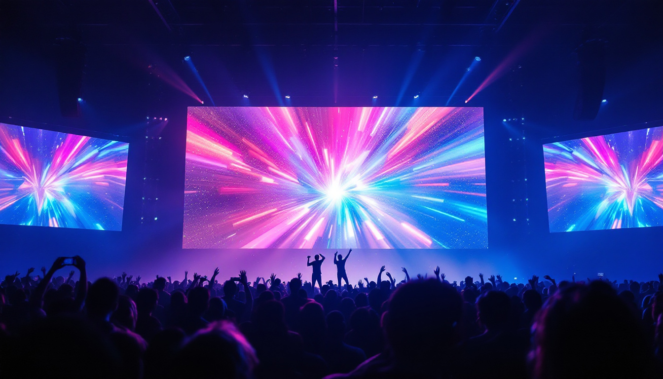 A photograph of capture a photograph of a vibrant led display showcasing dynamic visuals