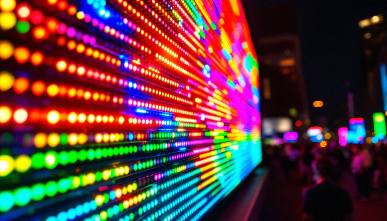 A photograph of a vibrant led display in action