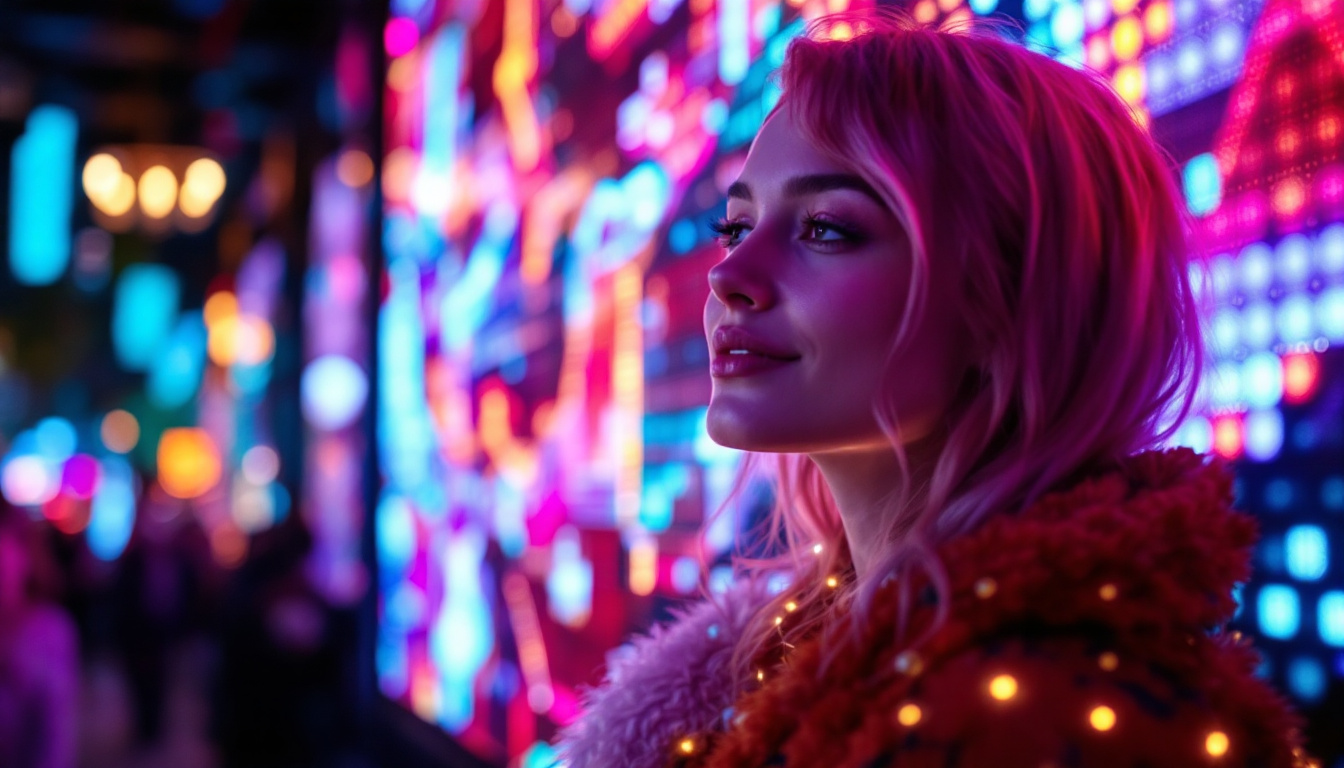 A photograph of capture a photograph of a vibrant led display in action