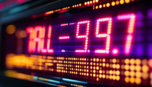 A photograph of a close-up of an led display showcasing a measurement conversion