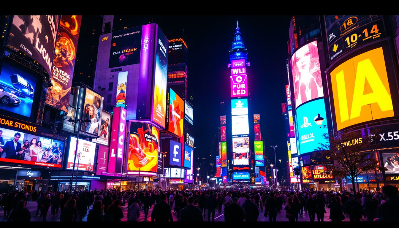 A photograph of a vibrant led display in action