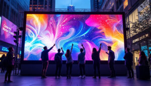 A photograph of a vibrant outdoor led display in action