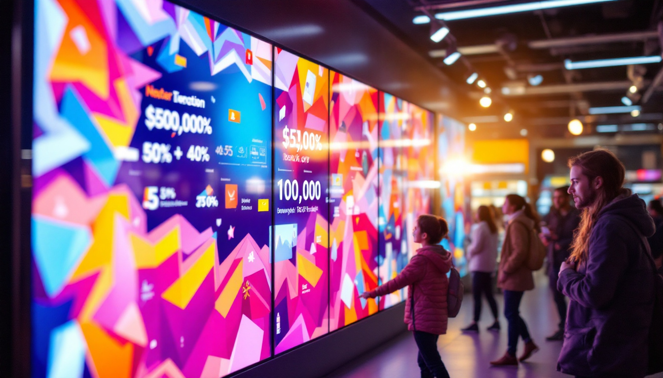 A photograph of a vibrant led display in a retail environment