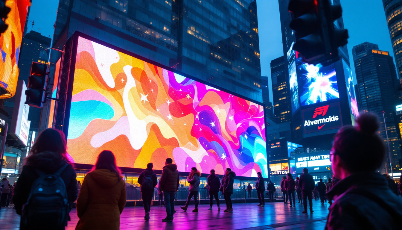 A photograph of a vibrant outdoor led display in action