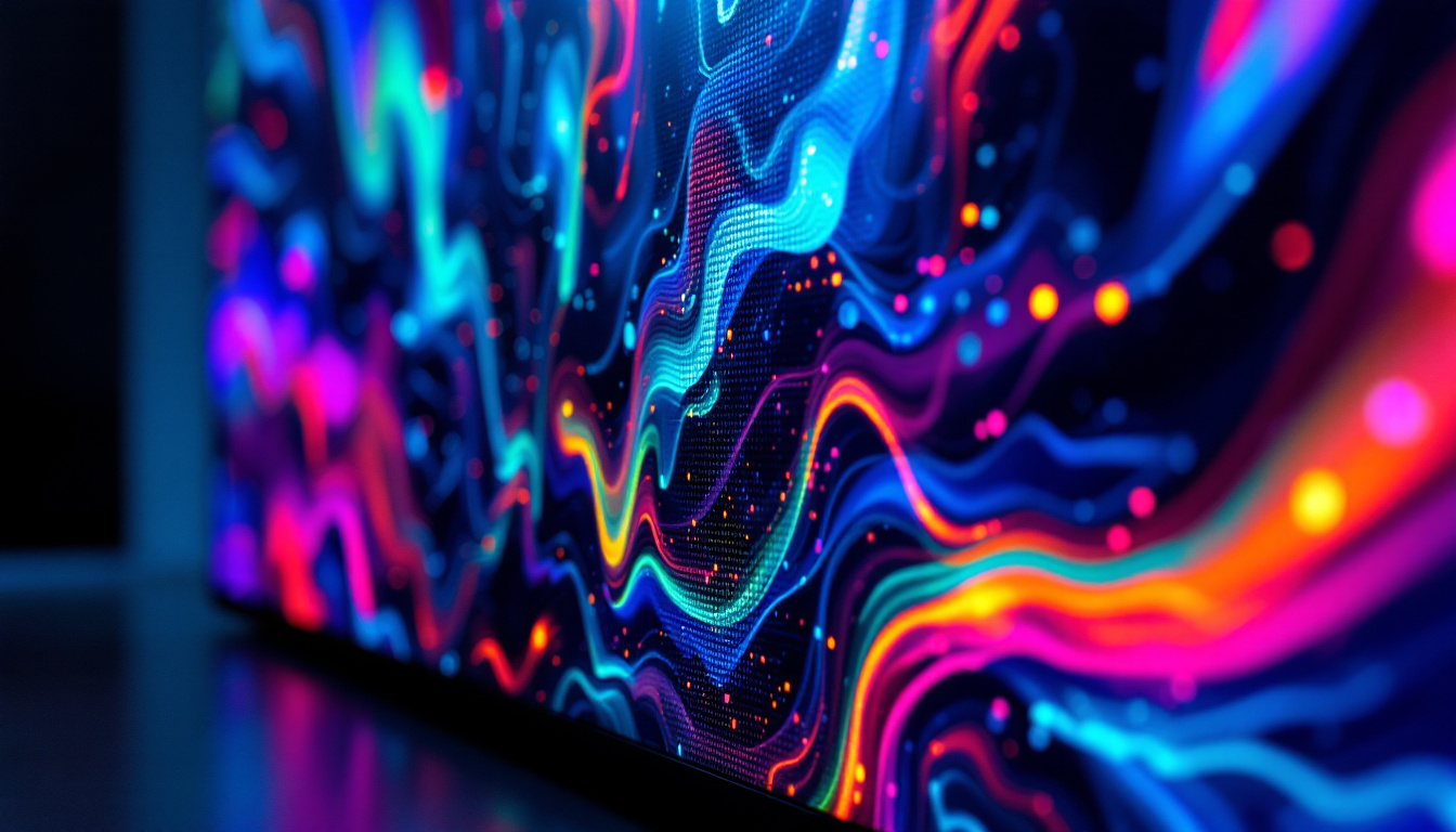 A photograph of a close-up of a vibrant oled display showcasing deep blacks and vivid colors
