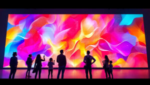 A photograph of a vibrant lg led video wall in a dynamic setting