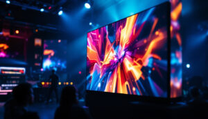A photograph of capture a photograph of a high-resolution led display showcasing vibrant colors and sharp images