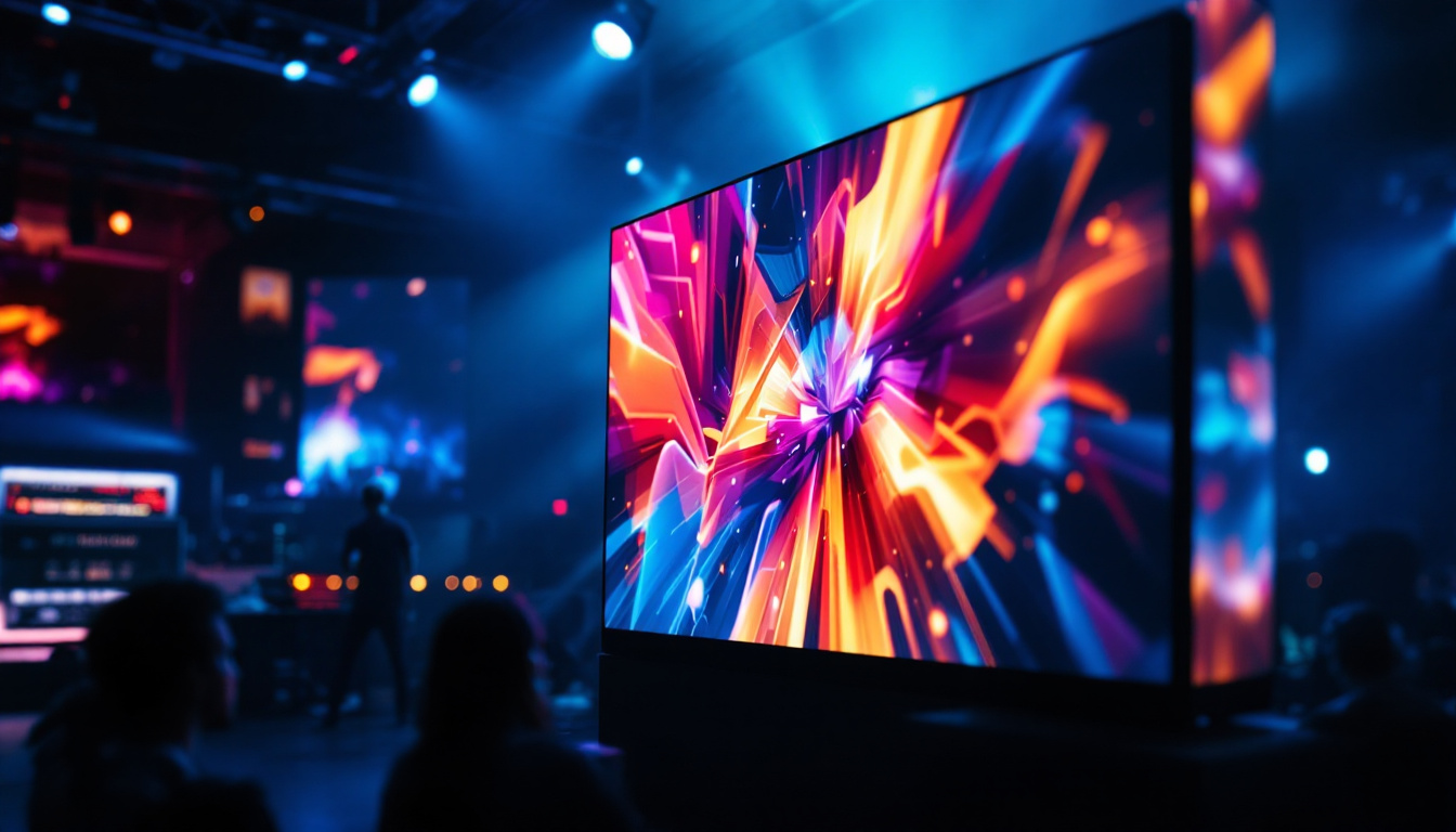 A photograph of capture a photograph of a high-resolution led display showcasing vibrant colors and sharp images