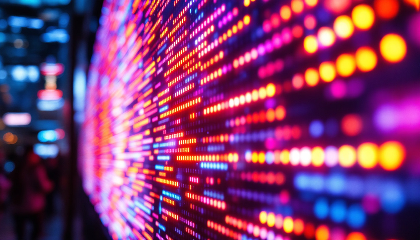 A photograph of a vibrant led display in action