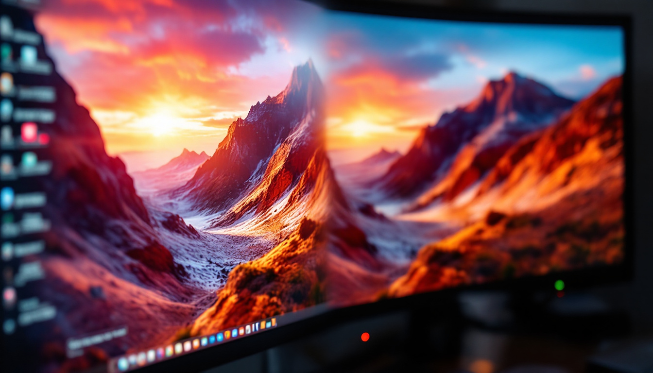 A photograph of a close-up of a computer monitor displaying a vibrant
