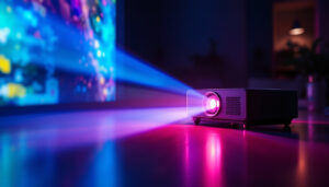 A photograph of a vibrant led projector in action