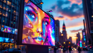 A photograph of a vibrant outdoor led display panel in action