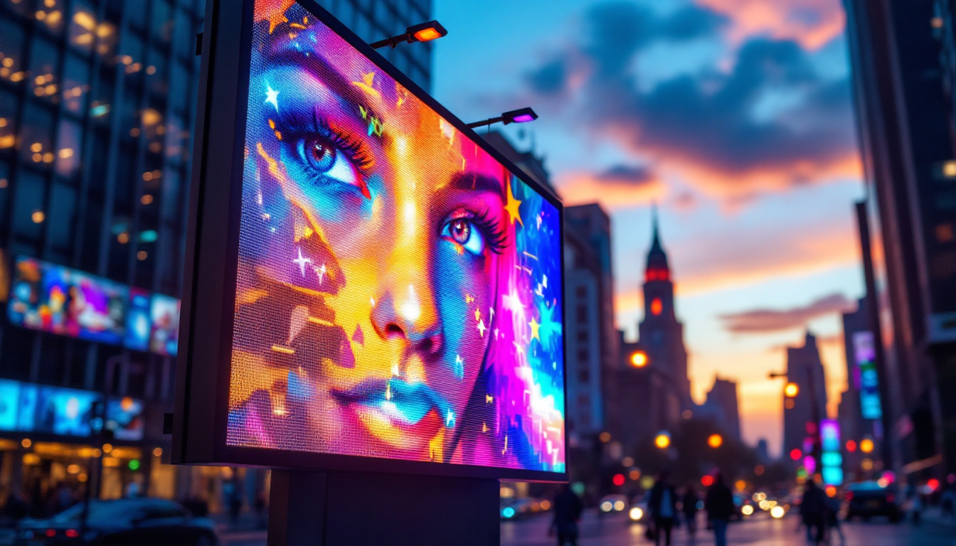 A photograph of a vibrant outdoor led display panel in action