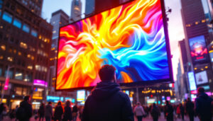 A photograph of a vibrant outdoor led display in action