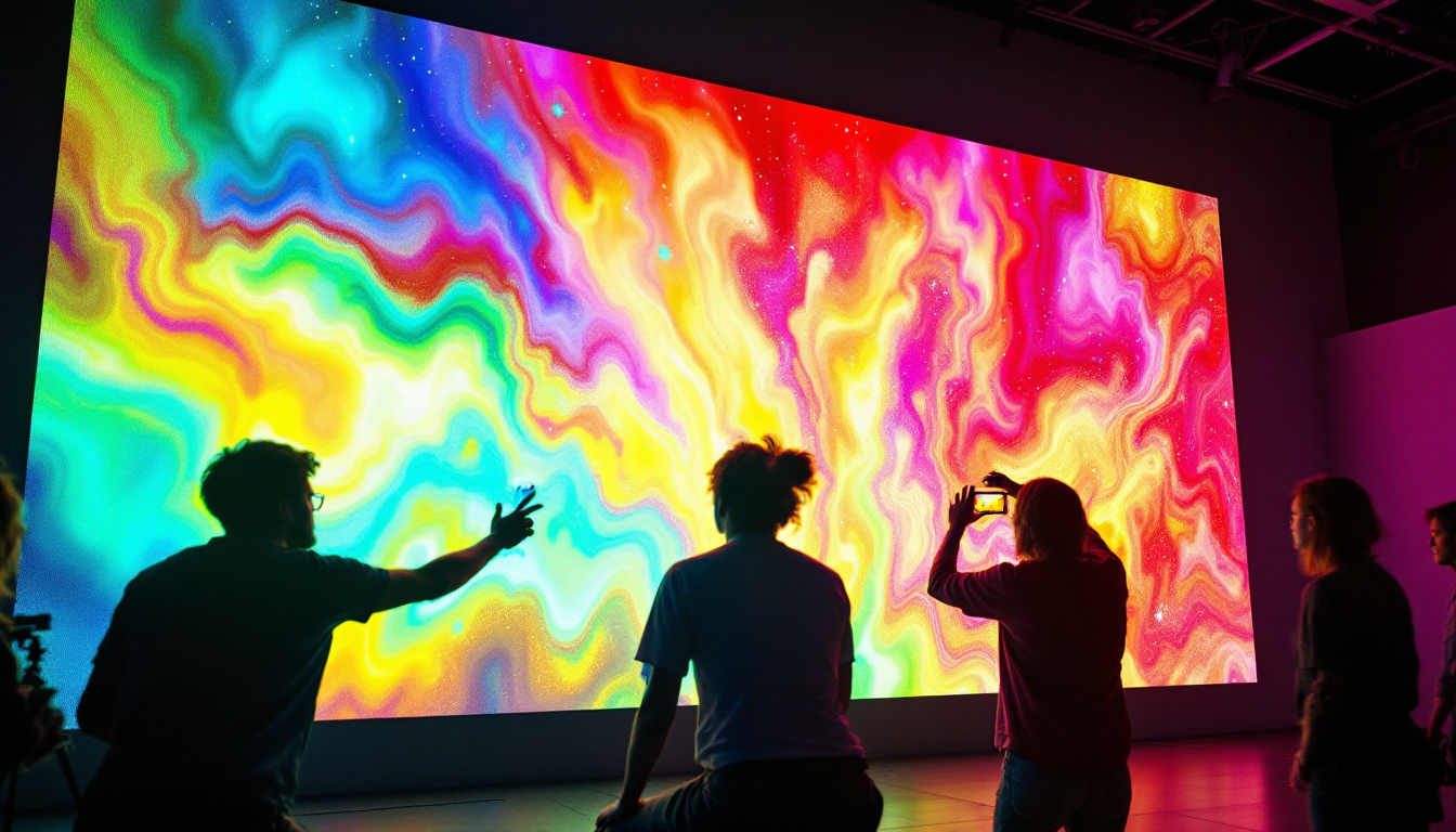 A photograph of capture a photograph of a vibrant led display in action during the mocap workshop