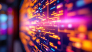 A photograph of a close-up view of a vibrant led display in use