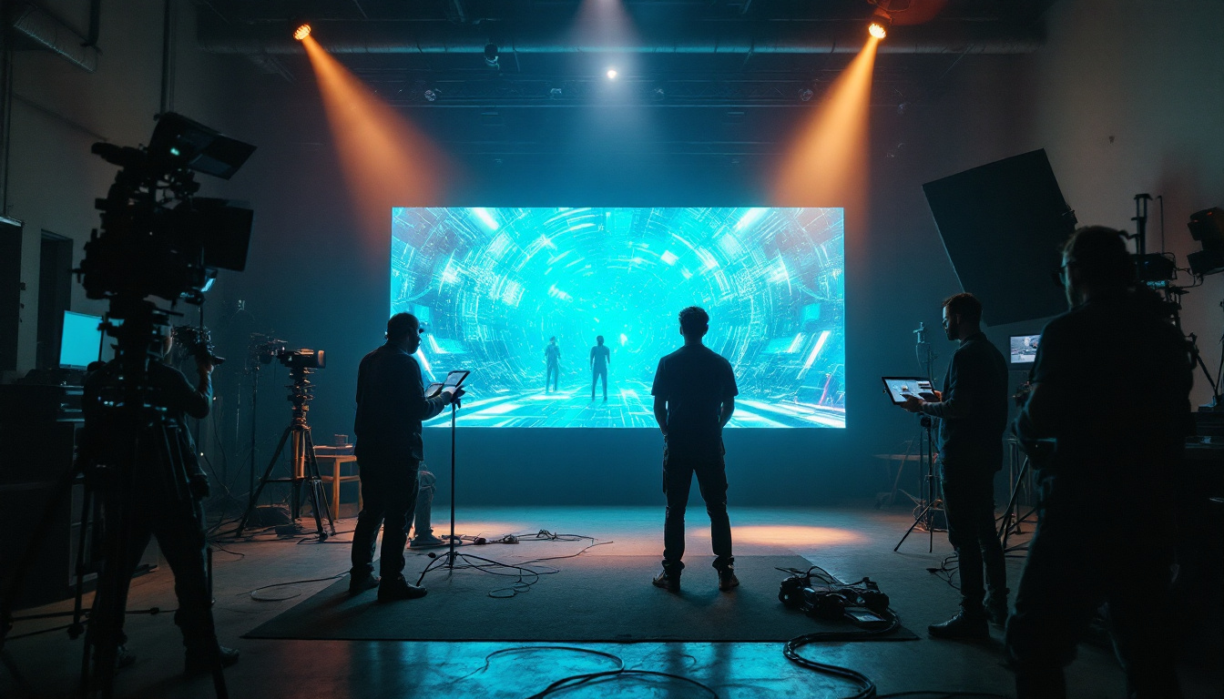 A photograph of a dynamic virtual production setup in los angeles