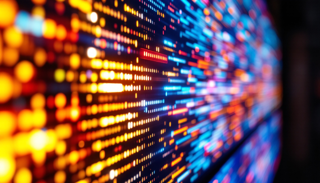 A photograph of a vibrant led display showcasing dynamic images or animations on a wall
