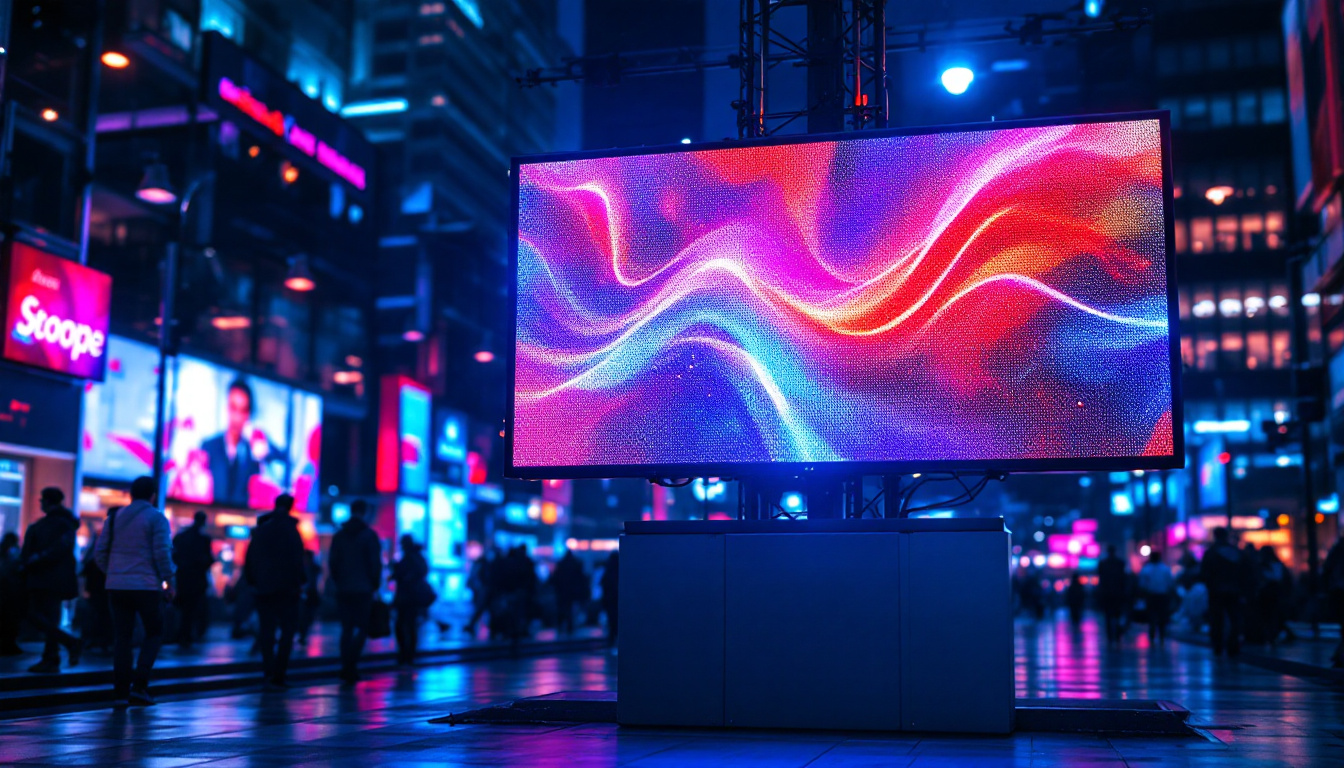 A photograph of a vibrant led display in action