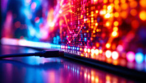 A photograph of a close-up of a high-resolution led display showcasing vibrant colors and intricate details