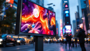 A photograph of capture a photograph of a vibrant outdoor led display in action