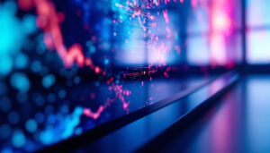 A photograph of a close-up of a vibrant oled display showcasing deep blacks and rich colors