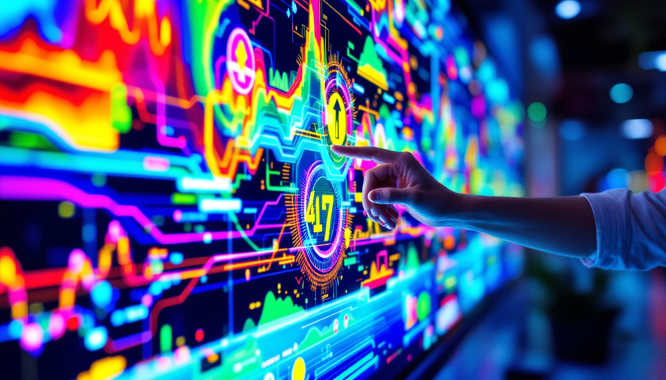 A photograph of a vibrant led touchscreen display in action