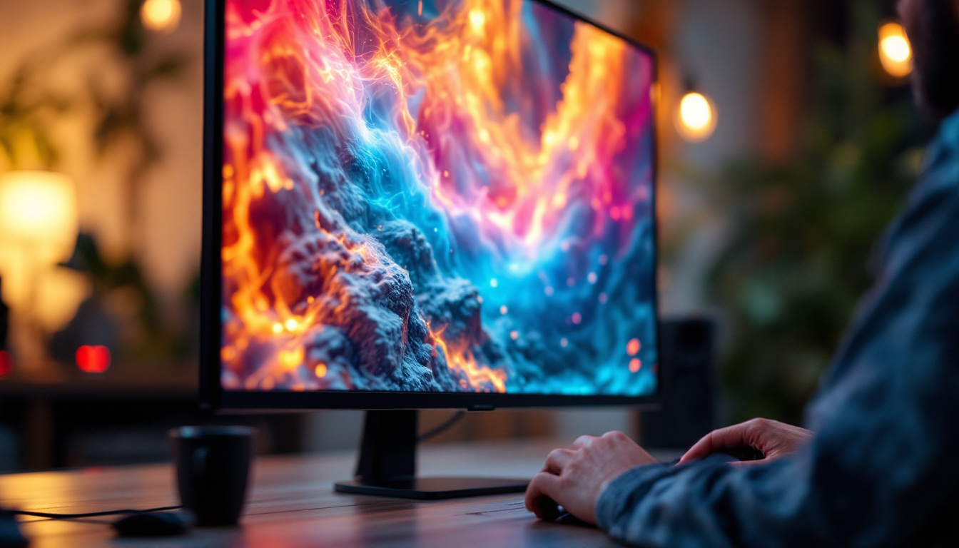 A photograph of a close-up shot of a high-resolution led display connected via displayport 1.4a