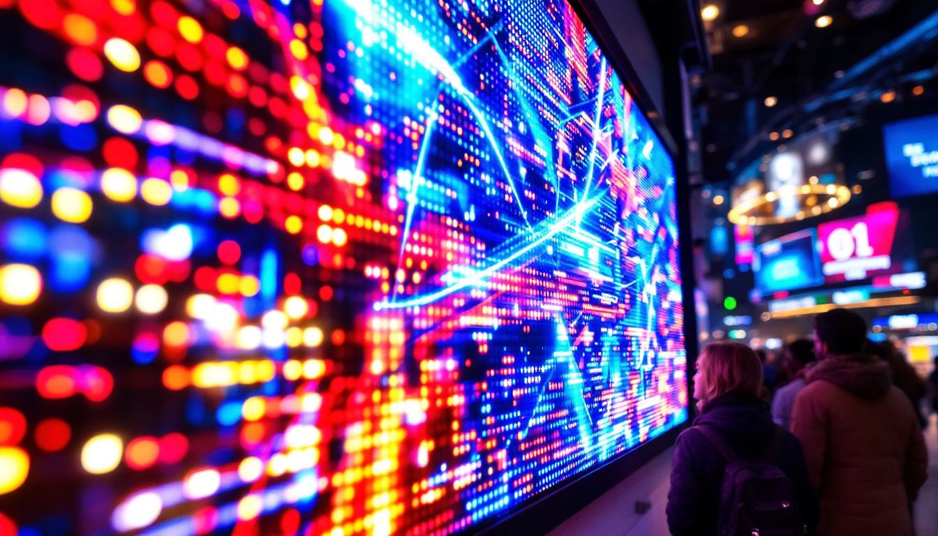 A photograph of a vibrant led display in action