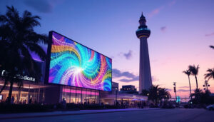 A photograph of capture a photograph of the vibrant led display at dcota in dania beach