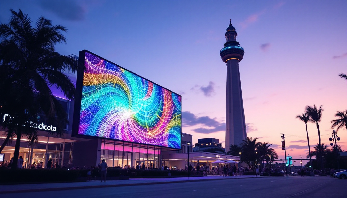 A photograph of capture a photograph of the vibrant led display at dcota in dania beach