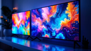 A photograph of a side-by-side comparison of an lcd