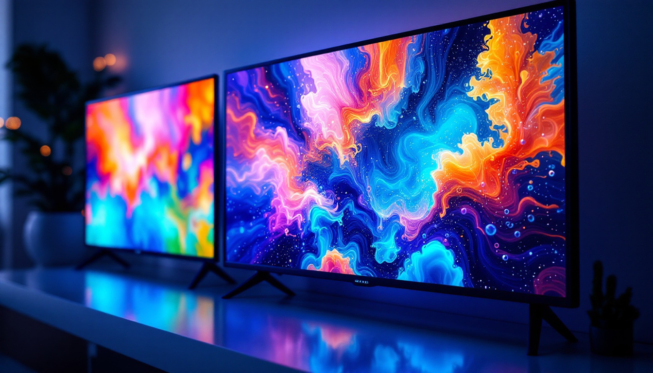 A photograph of a side-by-side comparison of an lcd