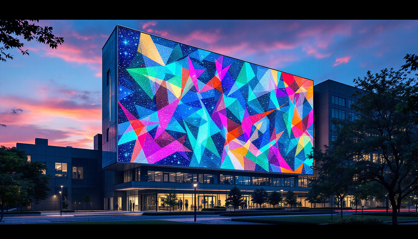 A photograph of capture a photograph of the emory health sciences research building's striking led display