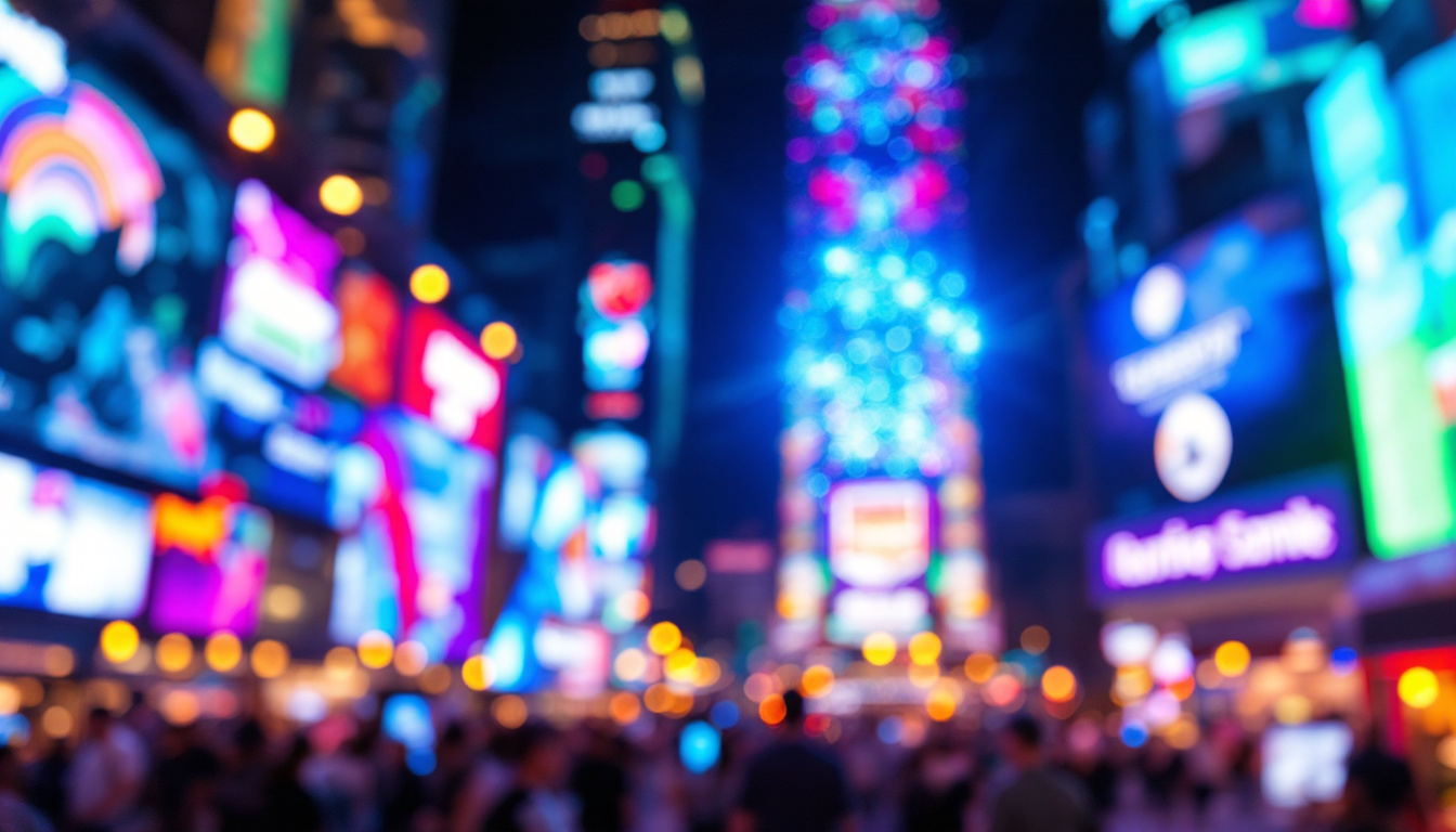 A photograph of a vibrant led display in action