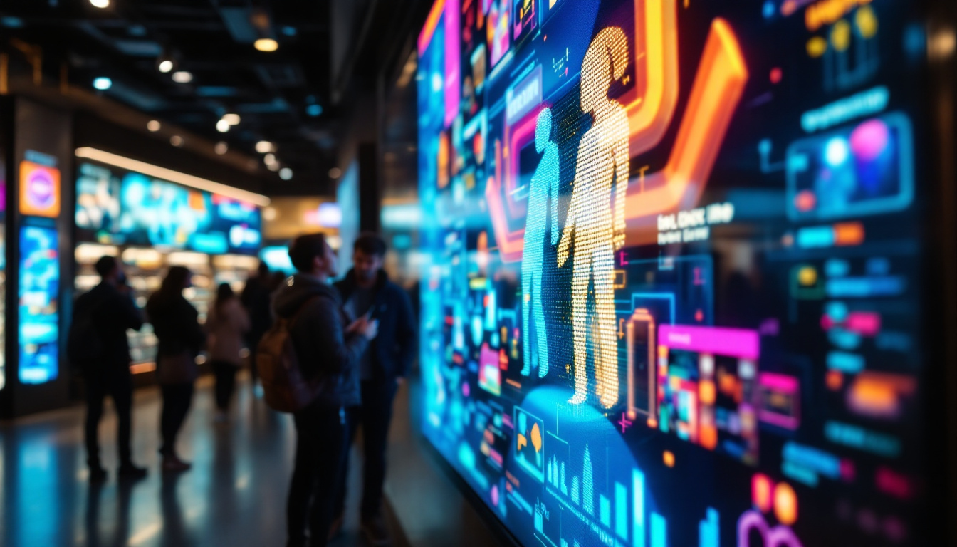 A photograph of a vibrant led display in a modern retail environment