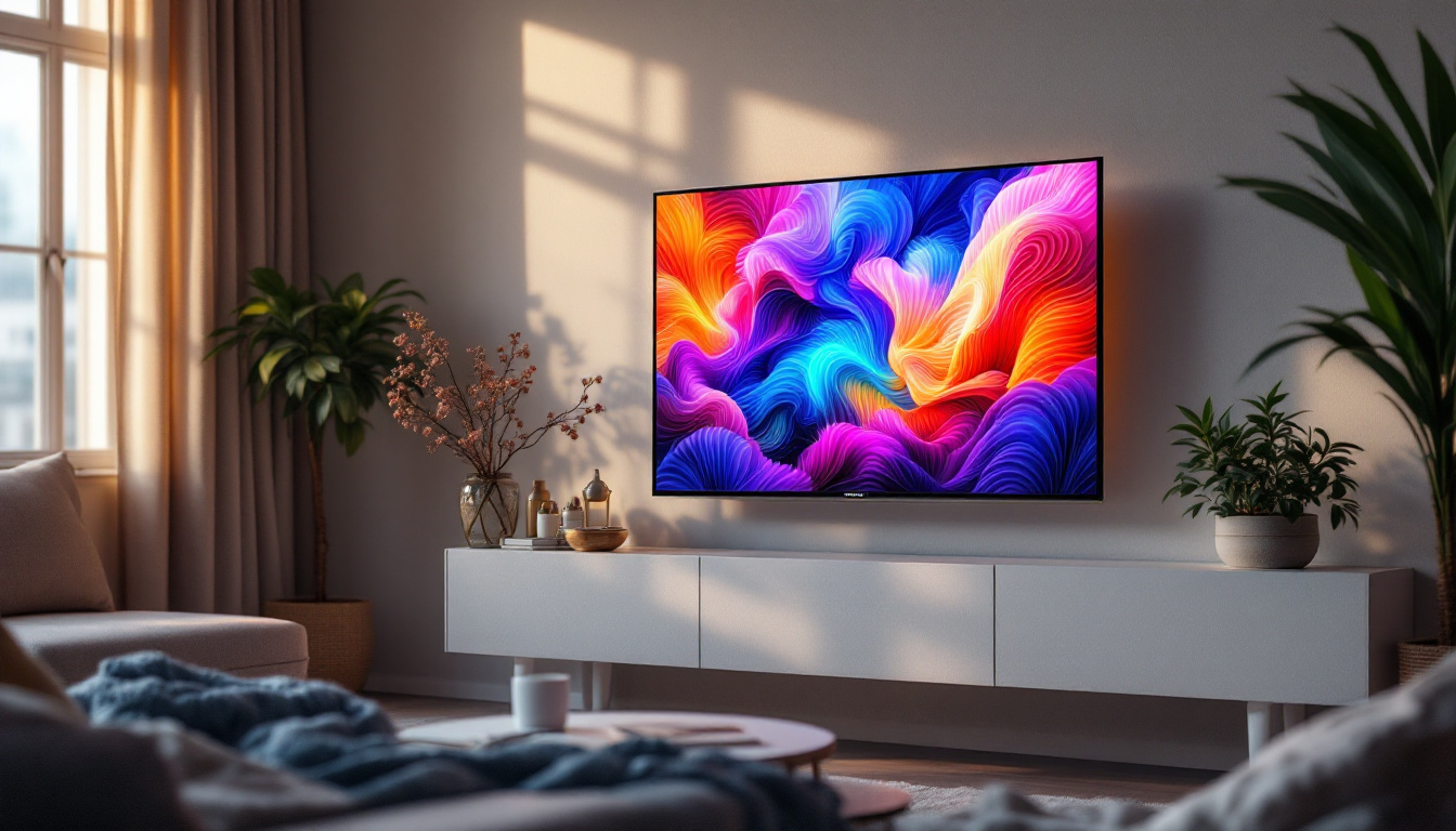 A photograph of a sleek 22-inch led television displaying vibrant colors and sharp images