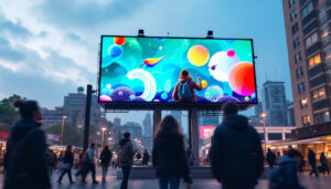 A photograph of a vibrant outdoor led display in action