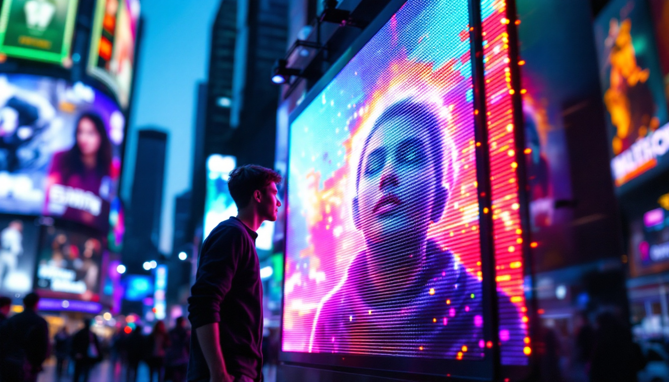 A photograph of a vibrant led display in action