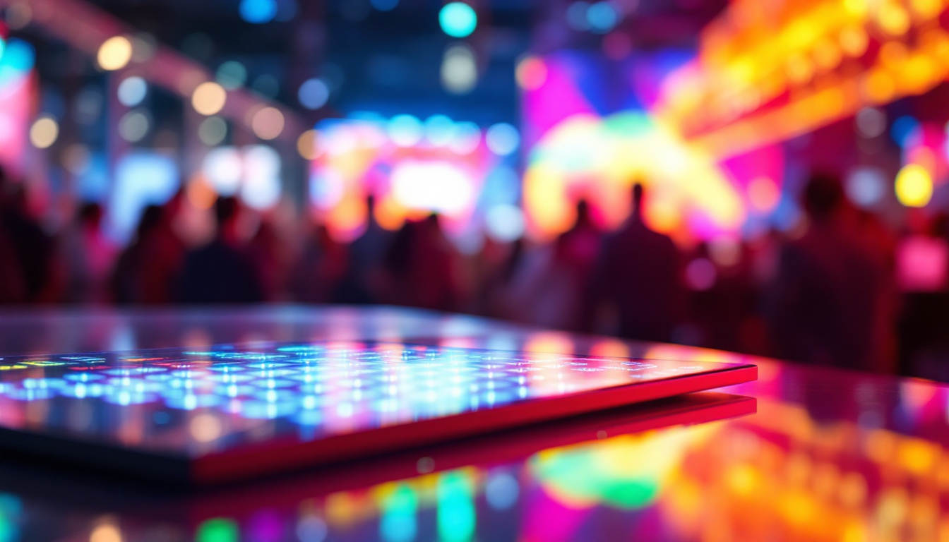 A photograph of capture a photograph of a vibrant led display panel in a dynamic setting