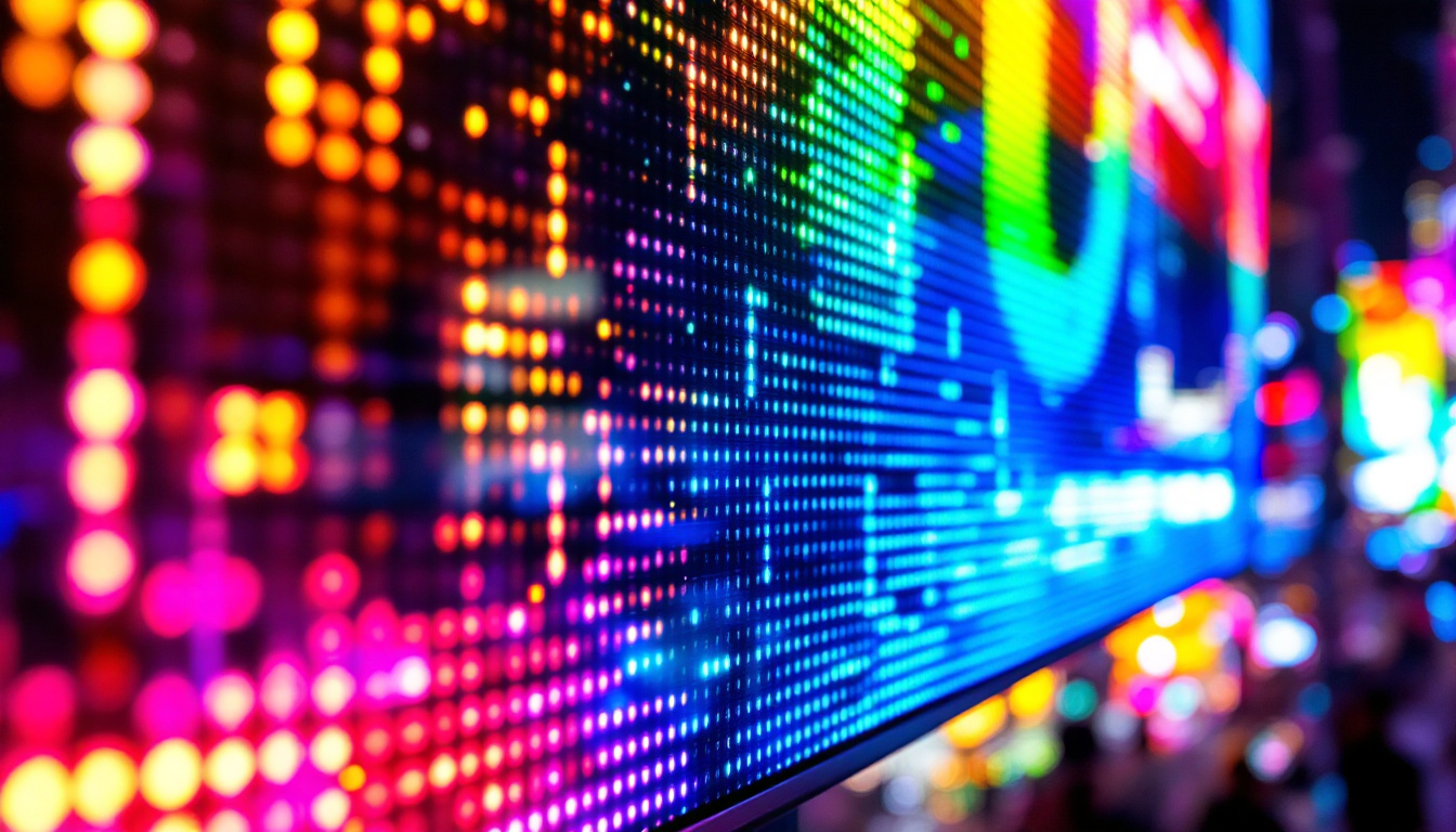 A photograph of a vibrant led display in action