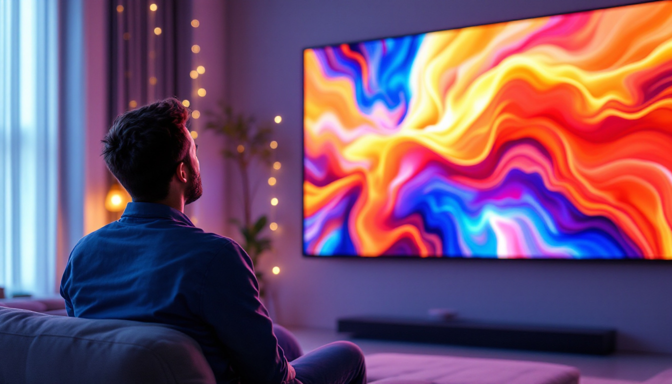 A photograph of a person comfortably viewing a large led display from an optimal distance