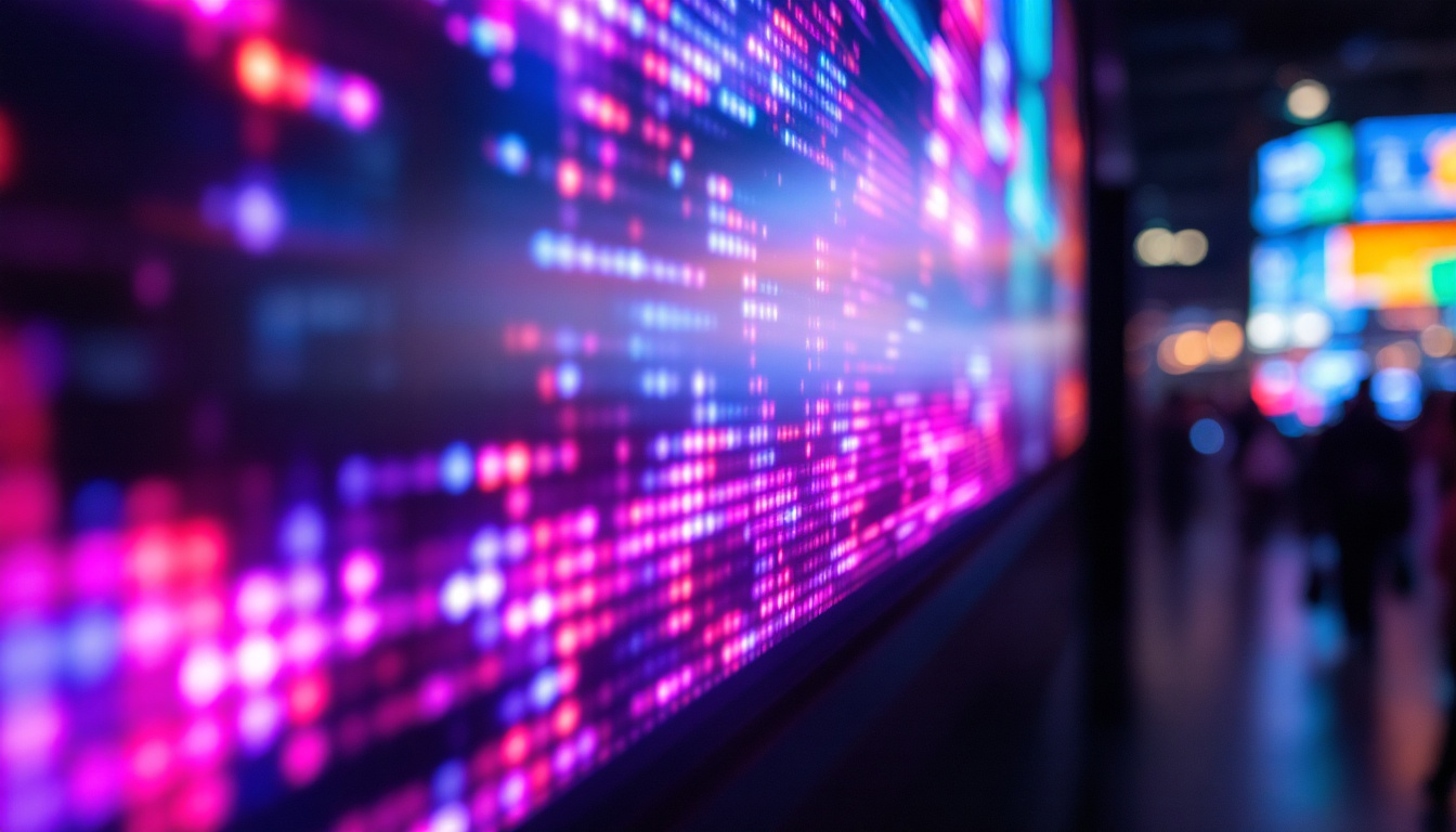 A photograph of a vibrant led display in action